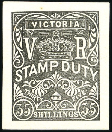 Stamp of Australia » Victoria 1884-96 35s die proof in black on wove paper, fine