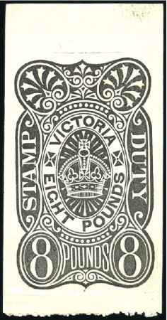 Stamp of Australia » Victoria 1884-96 £8 die proof in black on wove paper, horiz