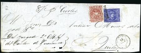 Stamp of Ecuador » 1865-72 First Issue 4r Brown Red, 2nd printing plus marginal 1/2r (3rd