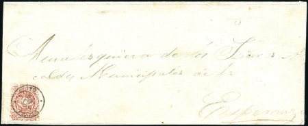 Stamp of Ecuador » 1865-72 First Issue 4r Brownish Red, 2nd printing single franking with