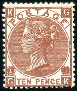 Stamp of Great Britain » 1855-1900 Surface Printed 1867 10d Deep Red-Brown pl.1, wmk Spray, mint og, 