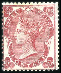 Stamp of Great Britain » 1855-1900 Surface Printed 1862 3d Bright Carmine-Rose pl.2, wmk Emblems, min