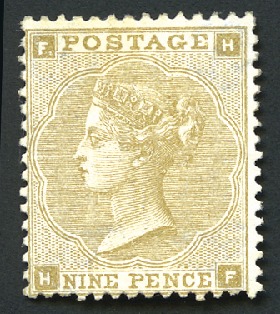 Stamp of Great Britain » 1855-1900 Surface Printed 1867 9d Straw pl.2, wmk Emblems, mint og, very fin