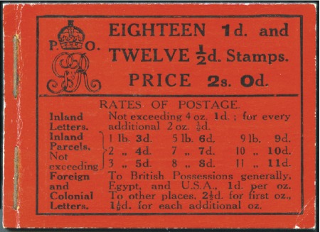 Stamp of Great Britain » King George V 1912 2s Booklet in red, edition no.14, complete bo