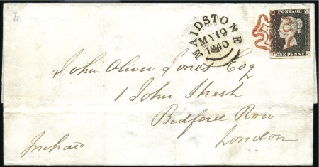 Stamp of Great Britain » 1840 1d Black and 1d Red plates 1a to 11 19th MAY: Plate 1a TJ with good to large margins t