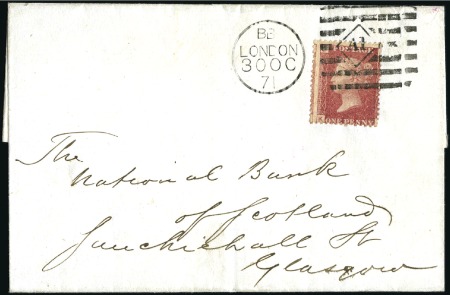 Stamp of Great Britain » 1854-70 Perforated Line Engraved 1870 (Oct 10) Wrapper with 1858-79 1d red pl.141 t