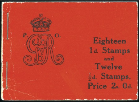 Stamp of Great Britain » King George V 1911 2s Booklet in red, edition no.8, complete boo