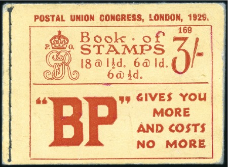 Stamp of Great Britain » King George V 1929 3s PUC booklet, edition no.169, complete book
