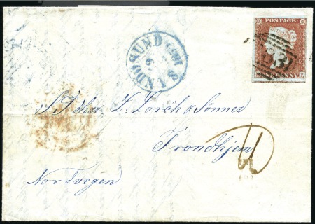 Stamp of Great Britain » 1841 1d Red Plate 151 ML, four margins, on 1852 (Sep 13) lette