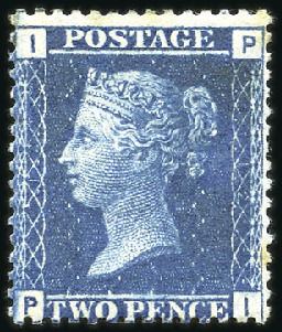 Stamp of Great Britain » 1854-70 Perforated Line Engraved 1868 2d Blue pl.12 PI, mint og, couple of faint to
