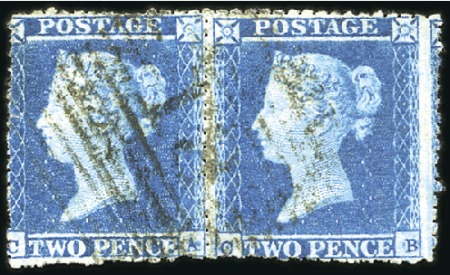 Stamp of Great Britain » 1841 2d Blue 1849 2d Blue pl.4 CA-CB with UNOFFICIAL PIN PERFOR