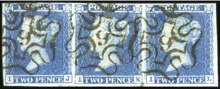 Stamp of Great Britain » 1841 2d Blue 1841 2d Blue pl.3 IJ-IL strip of three with fine t