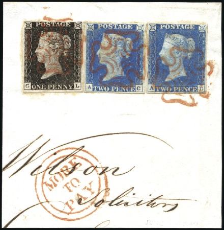 Stamp of Great Britain » 1840 1d Black and 1d Red plates 1a to 11 Plate 2 GL with very close to large margins on pie