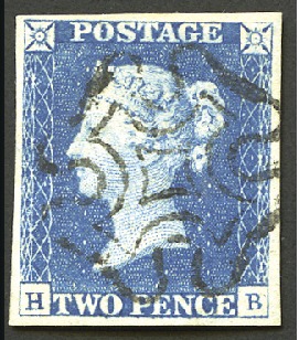 Stamp of Great Britain » 1840 2d Blue (ordered by plate number) Plate 1 HB with good to very good margins, very ne