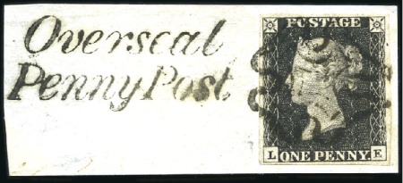 Stamp of Great Britain » 1840 1d Black and 1d Red plates 1a to 11 Plate 10 LE with fine to very good margins tied on