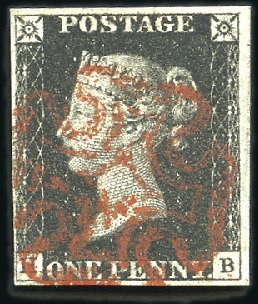 Stamp of Great Britain » 1840 1d Black and 1d Red plates 1a to 11 Plate 8 HB with INVERTED WATERMARK, with close to 