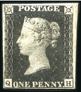 Stamp of Great Britain » 1840 1d Black and 1d Red plates 1a to 11 Plate 9 QH with good to large margins, unused (reg