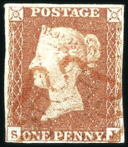 Stamp of Great Britain » 1840 1d Black and 1d Red plates 1a to 11 Plate 5 SJ printing in red, with close to good mar