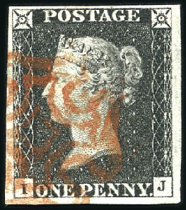 Stamp of Great Britain » 1840 1d Black and 1d Red plates 1a to 11 Plate 1b IJ with INVERTED WATERMARK, with good to 