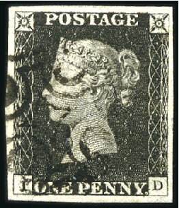 Stamp of Great Britain » 1840 1d Black and 1d Red plates 1a to 11 Plate 1b ID with good to very good margins, showin