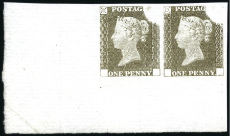 Stamp of Great Britain » Line Engraved Essays, Plate Proofs, Colour Trials and Reprints Rainbow colour trial in drab on thick bluish laid 