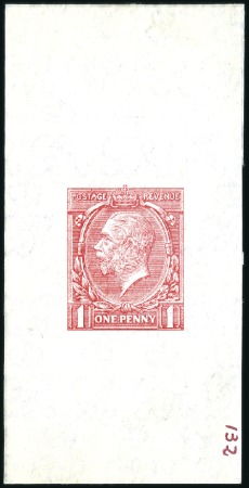Stamp of Great Britain » King George V 1912 1d Scarlet die proof colour trial on gummed w