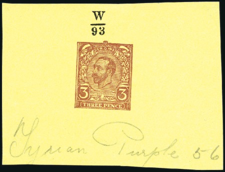 Stamp of Great Britain » King George V 1910 3d Downey Head Hentschel Zinc Block essay for