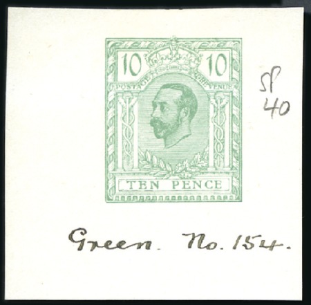 Stamp of Great Britain » King George V 1910 10d Downey Head Hentschel Zinc Block essay fo