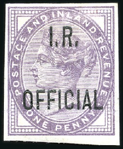 Stamp of Great Britain » Officials INLAND REVENUE: 1882 1d Lilac IMPERFORATE, mint hr