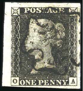 Stamp of Great Britain » 1840 1d Black and 1d Red plates 1a to 11 Plate 6 OA with fine to huge margins, neat black M