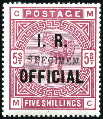 Stamp of Great Britain » Officials INLAND REVENUE: 1890 5s Rose on white paper with b
