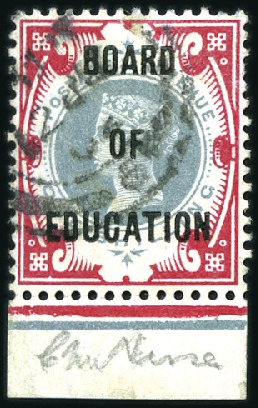 Stamp of Great Britain » Officials BOARD OF EDUCATION: 1902 1s Green & Carmine lower 