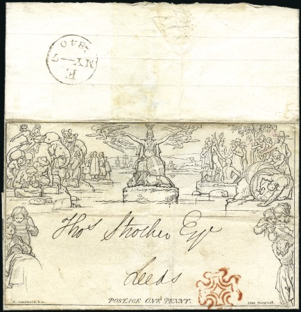Stamp of Great Britain » 1840 Mulreadys & Caricatures MAY 7th: 1d Mulready wrapper, stereo A50 forme 3, 
