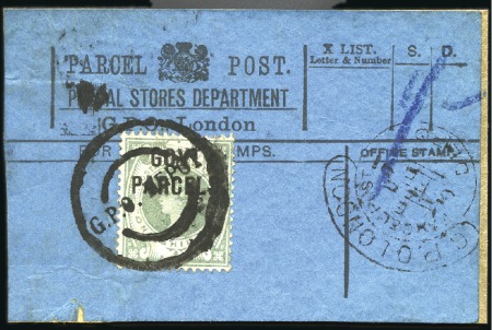 Stamp of Great Britain » Officials GOVERNMENT PARCELS: 1891 (Feb 3) GPO London parcel