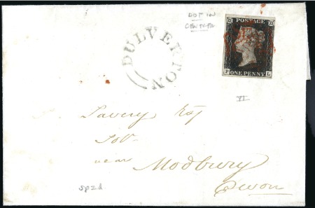 Stamp of Great Britain » 1840 1d Black and 1d Red plates 1a to 11 Plate 6 PL with close to very large margins, tied 