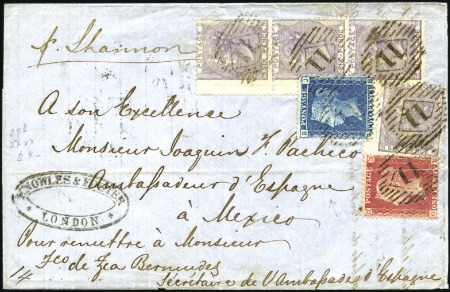 Stamp of Great Britain » 1855-1900 Surface Printed 1860 (Aug 1) Wrapper from London to MEXICO, sent t