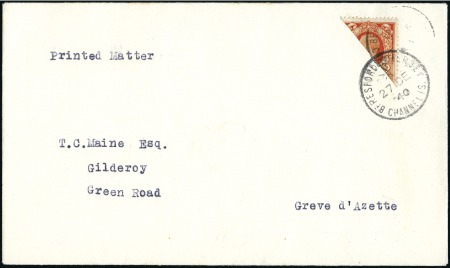 Stamp of Great Britain » Channel Islands » Jersey 1940 (Dec 27) Envelope with KGV 2d diagonal bisect