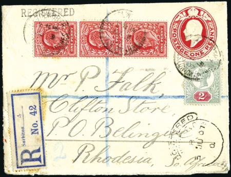 Stamp of Great Britain » King Edward VII 1907 (Jun 2) 1d Red postal stationery envelope sen