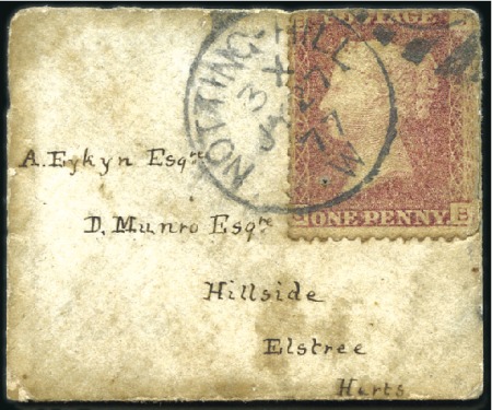 Stamp of Great Britain » 1854-70 Perforated Line Engraved 1877 (Jul 27) Miniature envelope with 1858-79 1d r