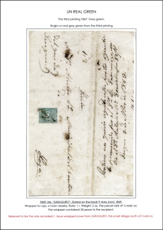 Stamp of Ecuador » 1865-72 First Issue 1r Grey Green, 3rd printing, tied by extremely rar