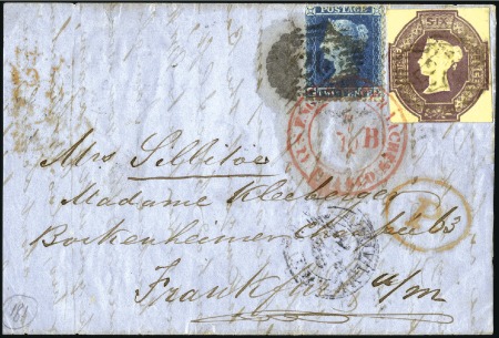 Stamp of Great Britain » 1847-54 Embossed 1856 (Oct 6) Wrapper to Germany with Embossed 6d (