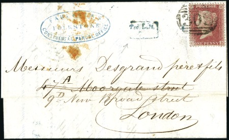 Stamp of Great Britain » 1854-70 Perforated Line Engraved 1856 (Apr 30) Lettersheet FROM FRANCE (printed hea