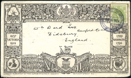 Stamp of Great Britain » Hand Illustrated and Printed Envelopes 1908 Junior Philatelic Society illustrated envelop