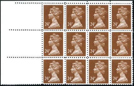 Stamp of Great Britain » Queen Elizabeth II 1993 24p Brown FORGERY in top left corner marginal