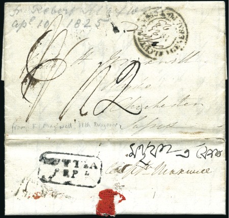 Stamp of India 1825 Entire from Muttra to England, with ms rates 