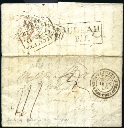 Stamp of India 1825 (Sep 25) Entire from Bauleah to England, ms r
