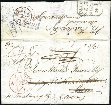 Stamp of India 1829 Entire from Calcutta to England with printed 