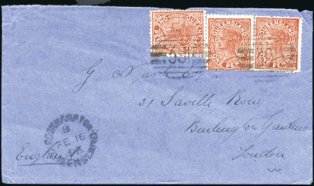 Stamp of Australia » Queensland 1893 (Feb 16) Envelope from Rockhampton to England