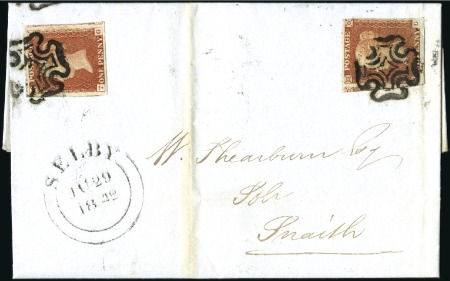 Stamp of Great Britain » 1841 1d Red 1842 (Jun 28) Entire with two 1841 1d red (one 3 m