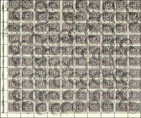Stamp of Canada 1906-28 Postage Due 2c violet complete sheet on re